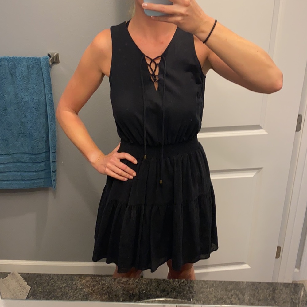 Black linen dress
